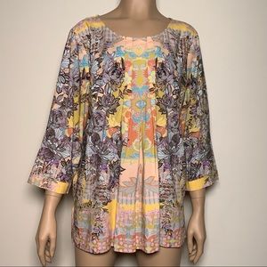 Soft Surroundings Womens Dusty Peach Floral Westo Top Blouse Size Meduim M